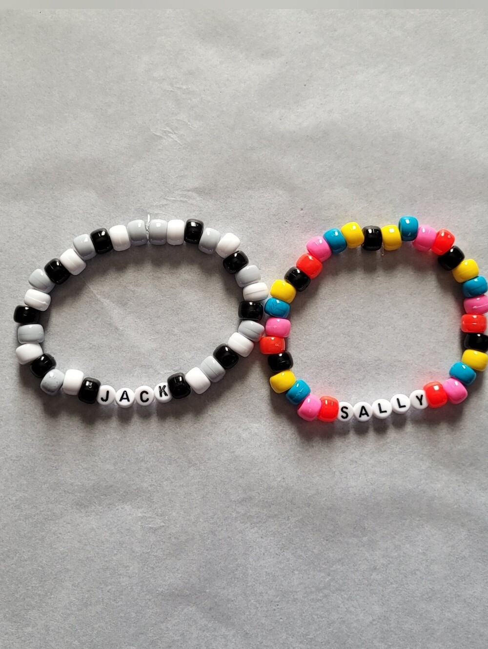 Nightmare Before Christmas Jack and Sally Bead Bracelets